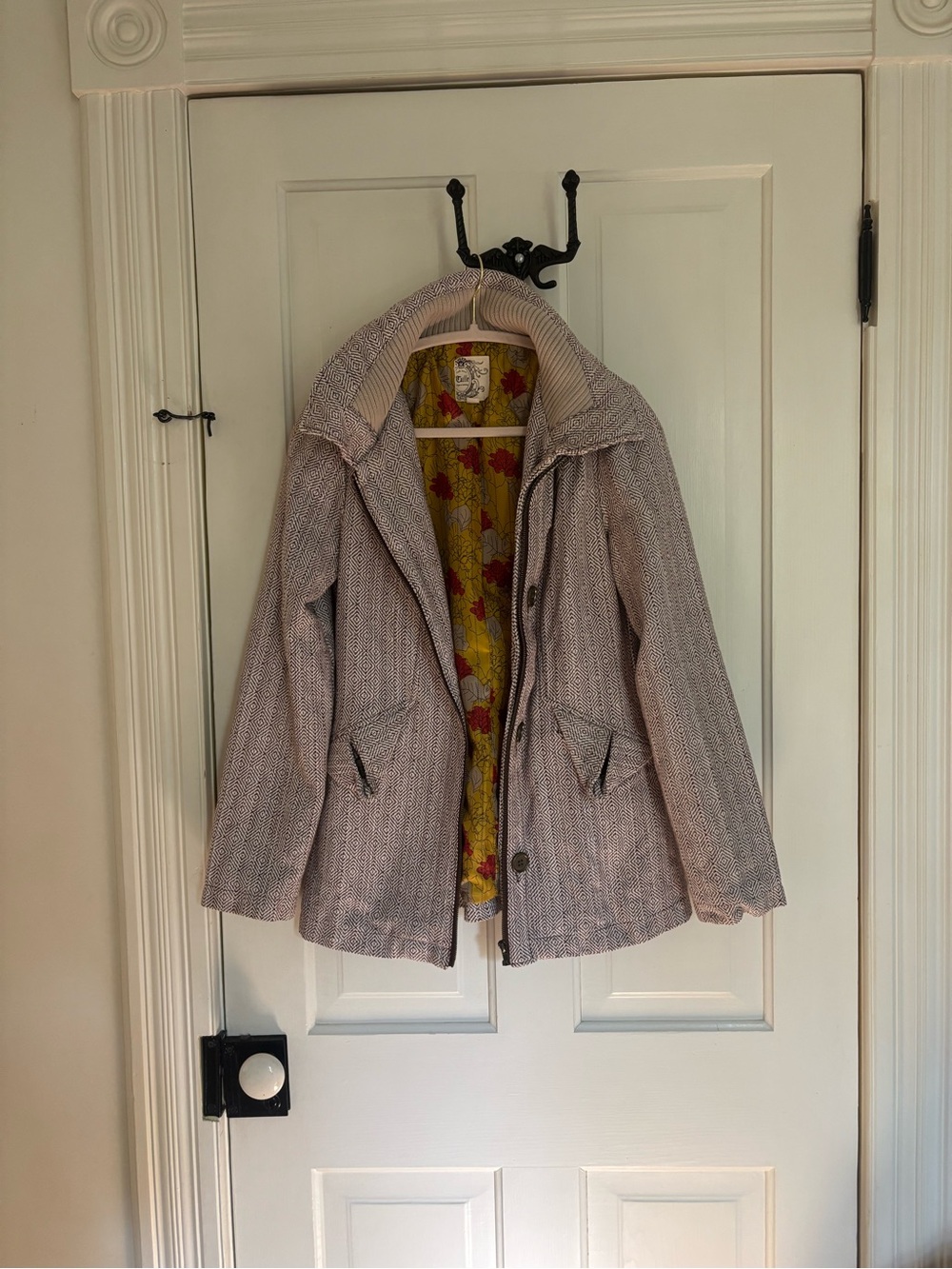 Tulle Textured Knit Coat with Floral Lining - Blush
